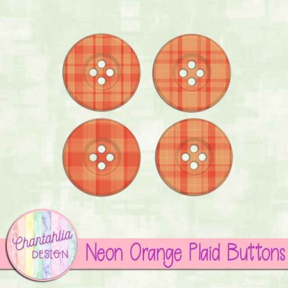 Free neon orange plaid buttons