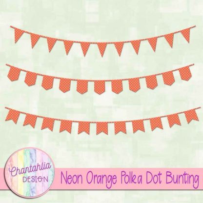 Free neon orange polka dot bunting