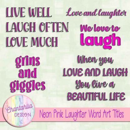 Free neon pink laughter word art titles