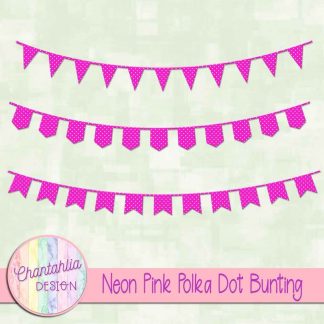 Free neon pink polka dot bunting