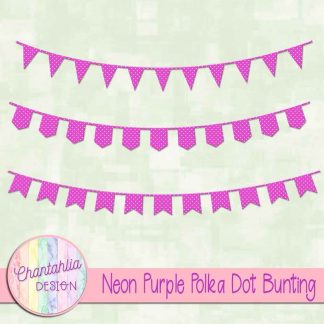 Free neon purple polka dot bunting