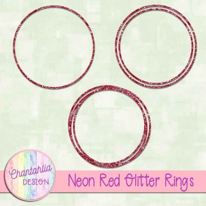 Free neon red glitter rings