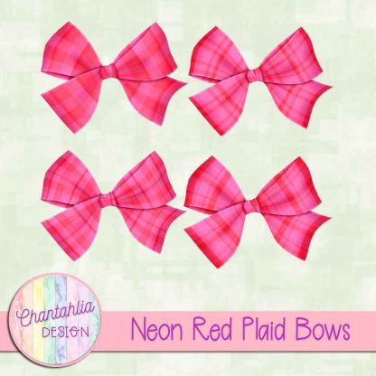 Free neon red plaid bows