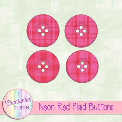 Free neon red plaid buttons