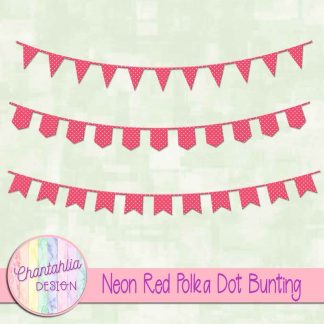 Free neon red polka dot bunting