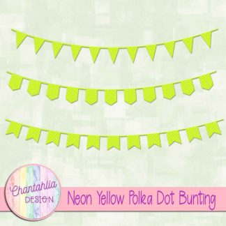 Free neon yellow polka dot bunting