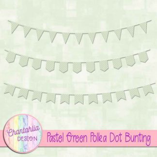Free pastel green polka dot bunting