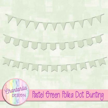 Free pastel green polka dot bunting