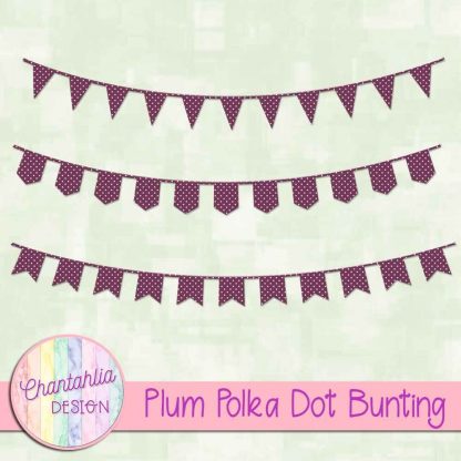 Free plum polka dot bunting