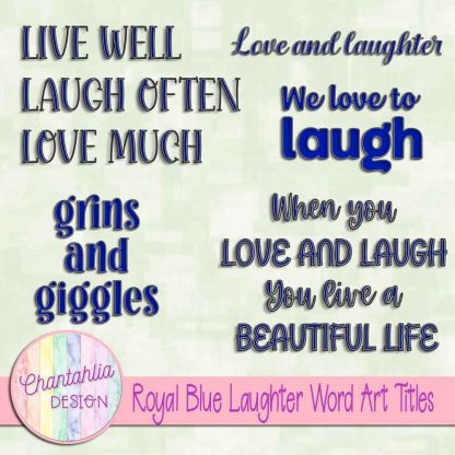 Free royal blue laughter word art titles