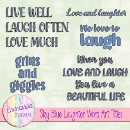 Free sky blue laughter word art titles