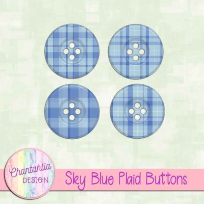 Free sky blue plaid buttons