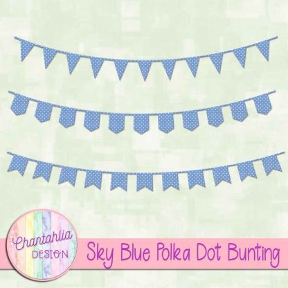 Free sky blue polka dot bunting