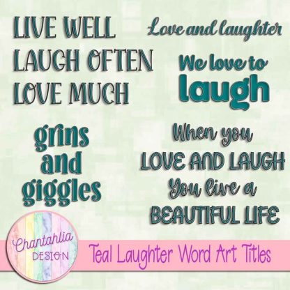 Free teal laughter word art titles