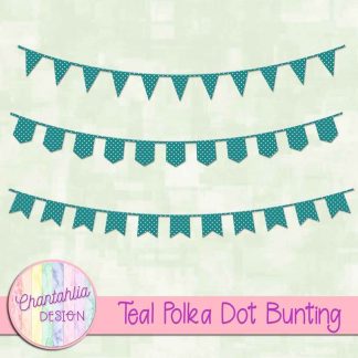 Free teal polka dot bunting