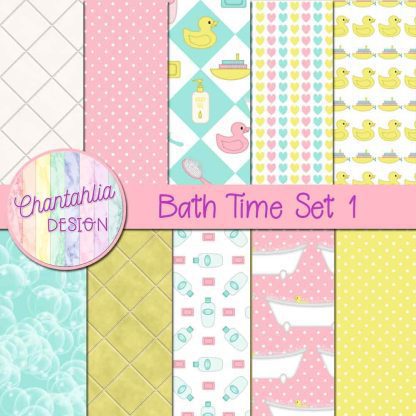 Free digital papers in a Bath Time theme.