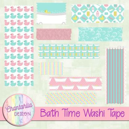 Free washi tape in a Bath Time theme.