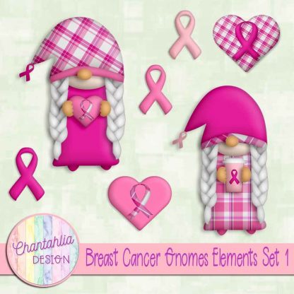 Free design elements in a Breast Cancer Gnomes theme