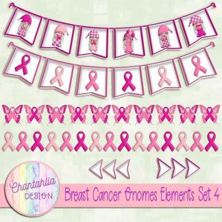 Free design elements in a Breast Cancer Gnomes theme