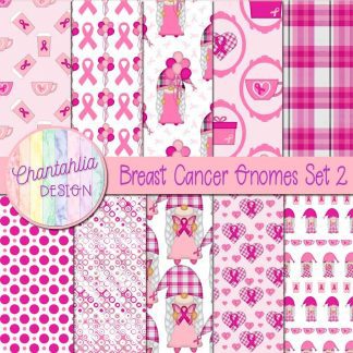 Free digital papers in a Breast Cancer Gnomes theme