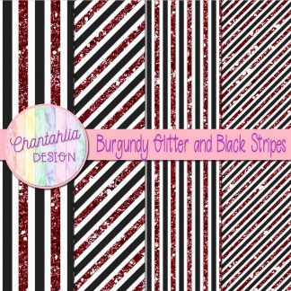 Free burgundy glitter and black stripes digital papers