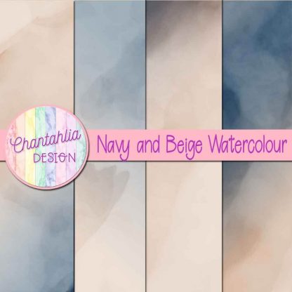 free navy and beige watercolour digital papers