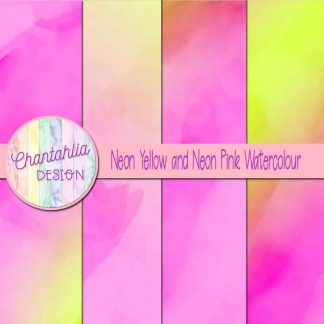 free neon yellow and neon pink watercolour digital papers