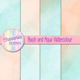 free peach and aqua watercolour digital papers