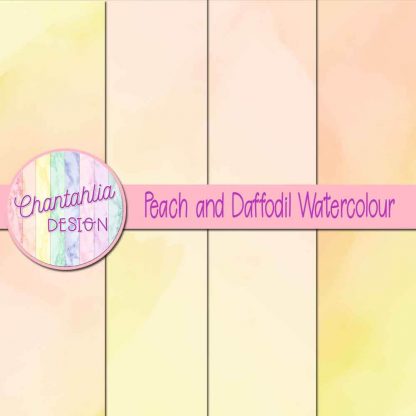 free peach and daffodil watercolour digital papers