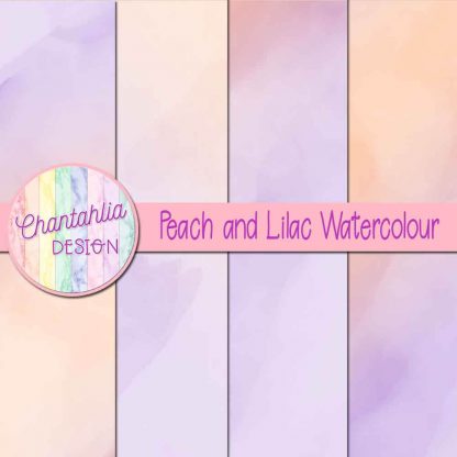 free peach and lilac watercolour digital papers