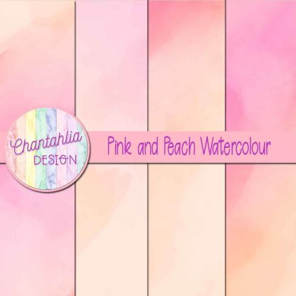 free pink and peach watercolour digital papers