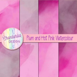free plum and hot pink watercolour digital papers