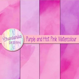 free purple and hot pink watercolour digital papers