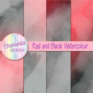 free red and black watercolour digital papers