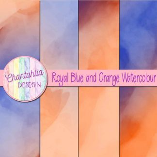 free royal blue and orange watercolour digital papers