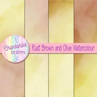 free rust brown and olive watercolour digital papers