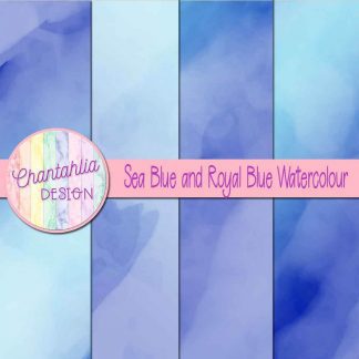 free sea blue and royal blue watercolour digital papers