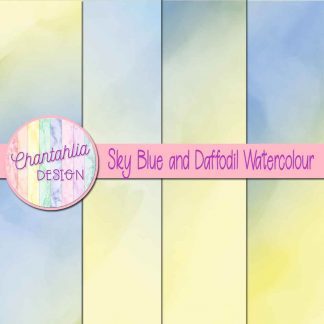 free sky blue and daffodil watercolour digital papers