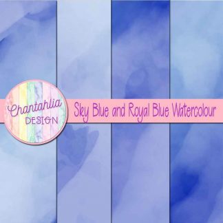 free sky blue and royal blue watercolour digital papers