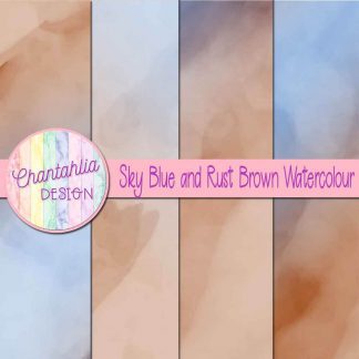 free sky blue and rust brown watercolour digital papers