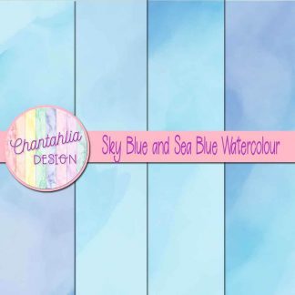 free sky blue and sea blue watercolour digital papers