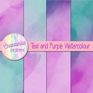 free teal and purple watercolour digital papers