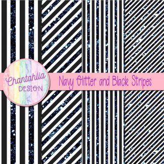 Free navy glitter and black stripes digital papers