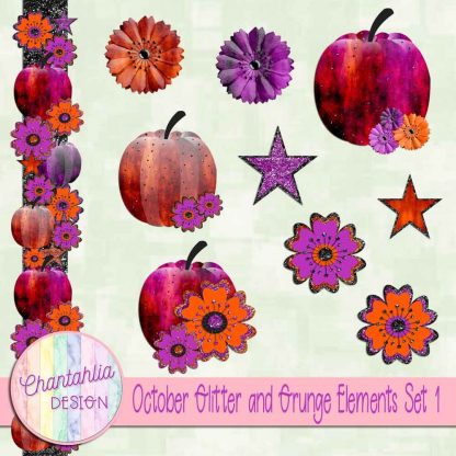 Free design elements in an October Glitter and Grunge theme
