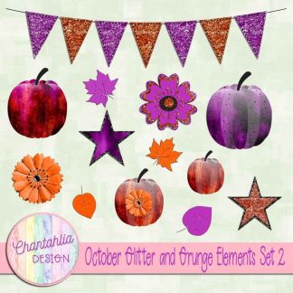 Free design elements in an October Glitter and Grunge theme