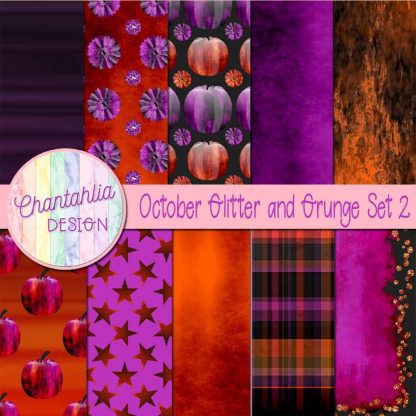 Free digital papers in an October Glitter and Grunge theme