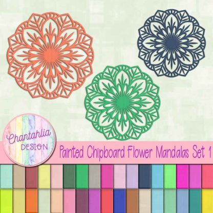 free flower mandala design elements in a painted chipboard style
