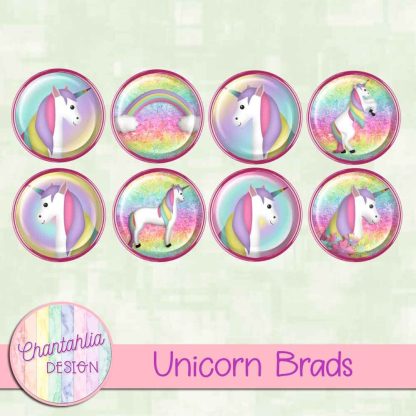 Free brads in a Unicorn theme.