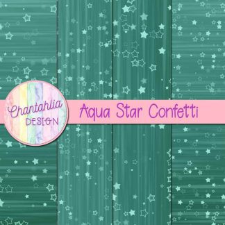 Free aqua star confetti digital papers