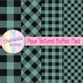 Free aqua textured buffalo plaid digital papers